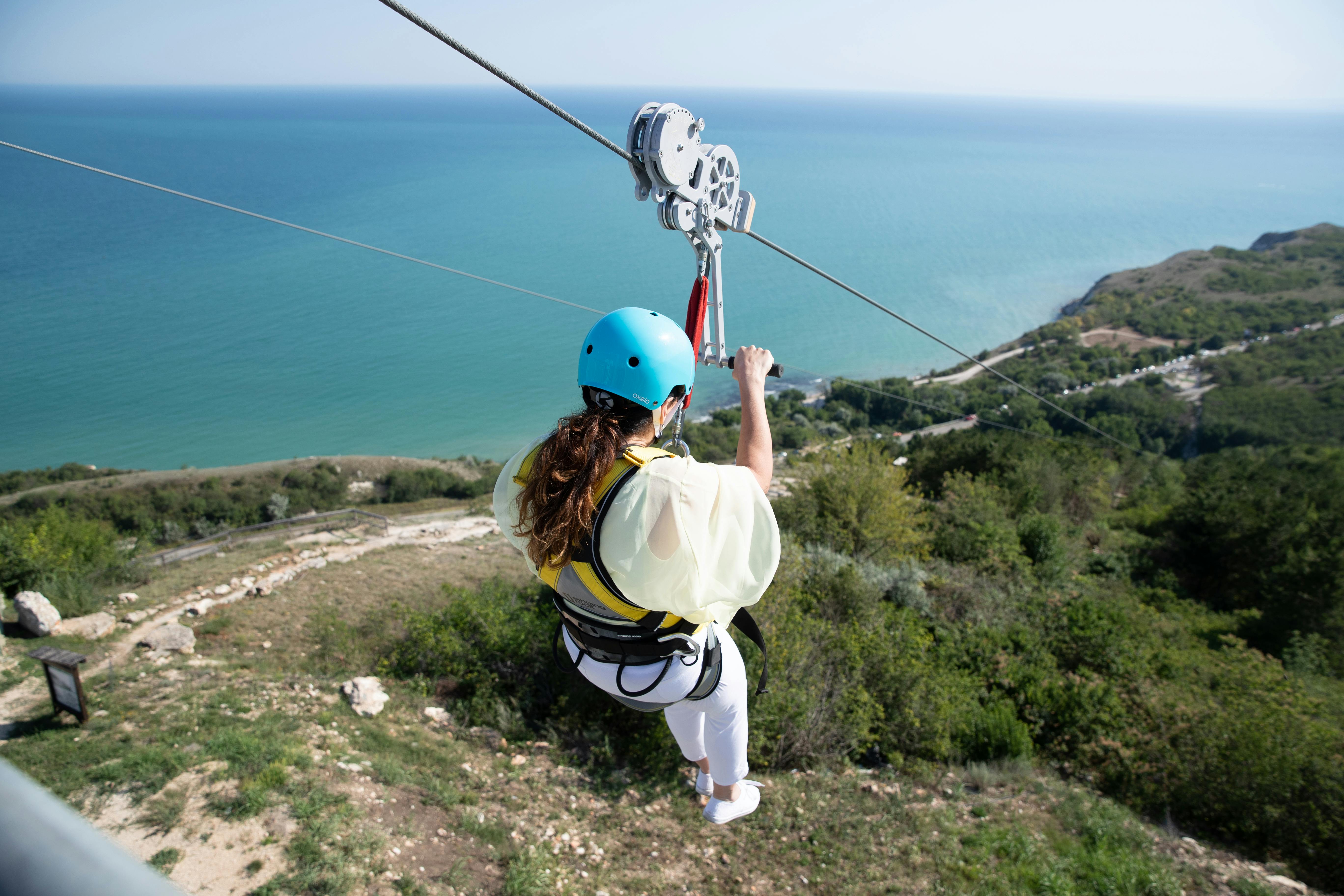 Woman Ziplining